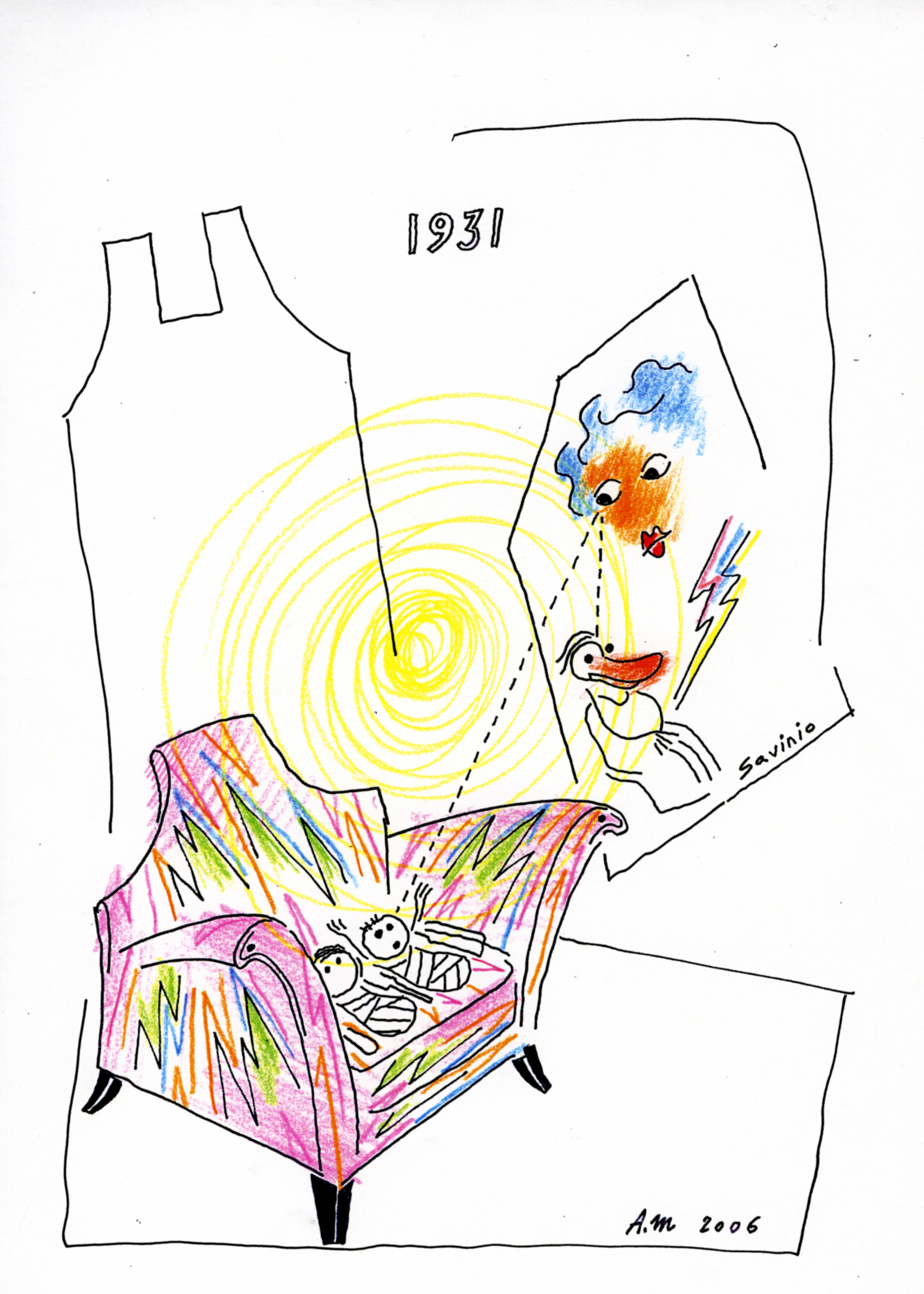 Alessandro Mendini, Alessandro e Maria, 1931, pennarello e matite colorate su carta, 2006, Archivio Alessandro Mendini