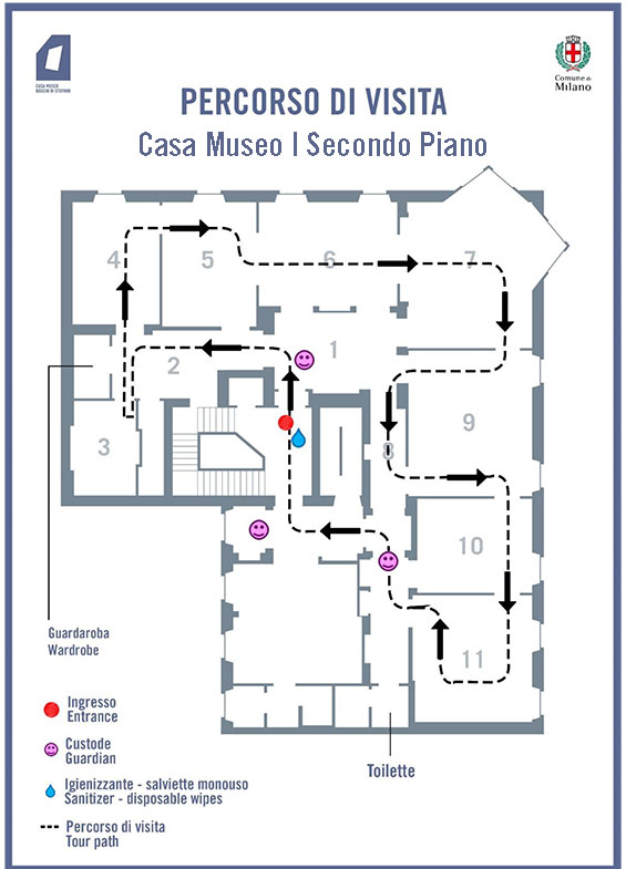Casa Museo (secondo piano) | Mappa percorso di visita